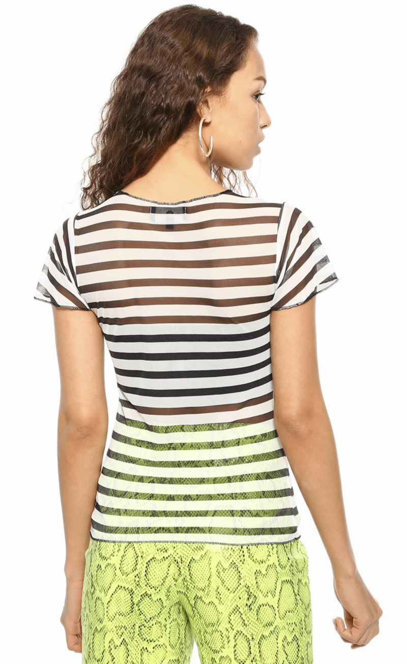 Striped Print Mesh Top - Image 3