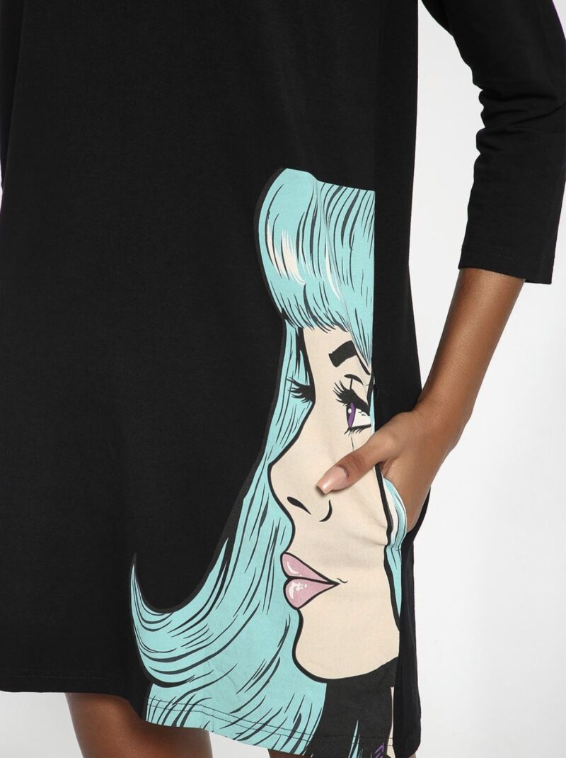Face Print Comic Tee Dress - Image 2