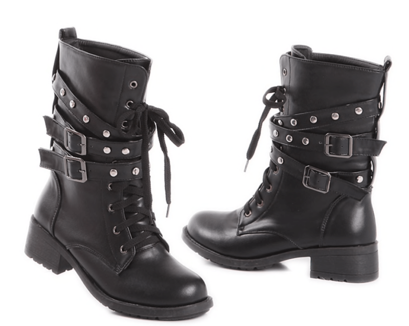 Belted Black Combat Boots - Image 4