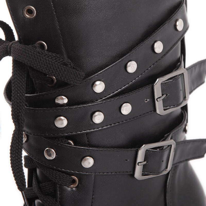 Belted Black Combat Boots - Image 2