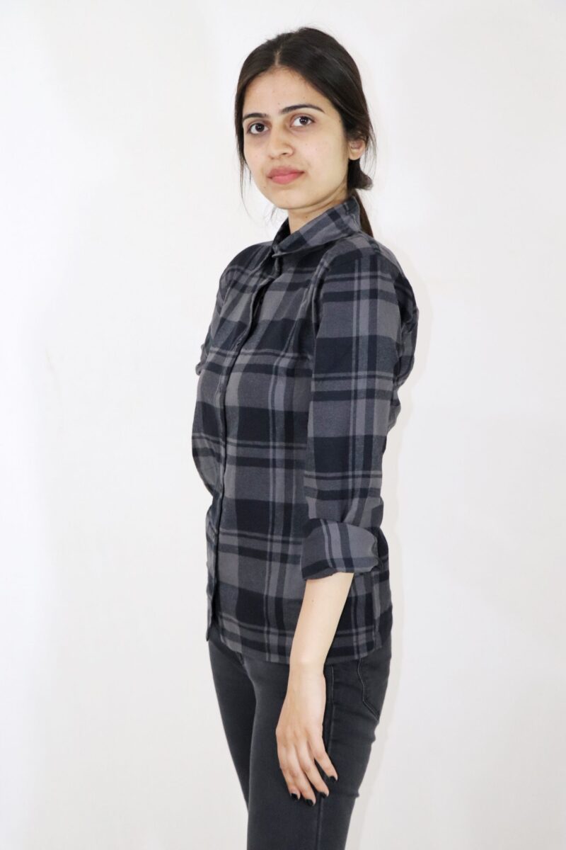 Boyfriend Shirt in Grey And Black Check - Image 2