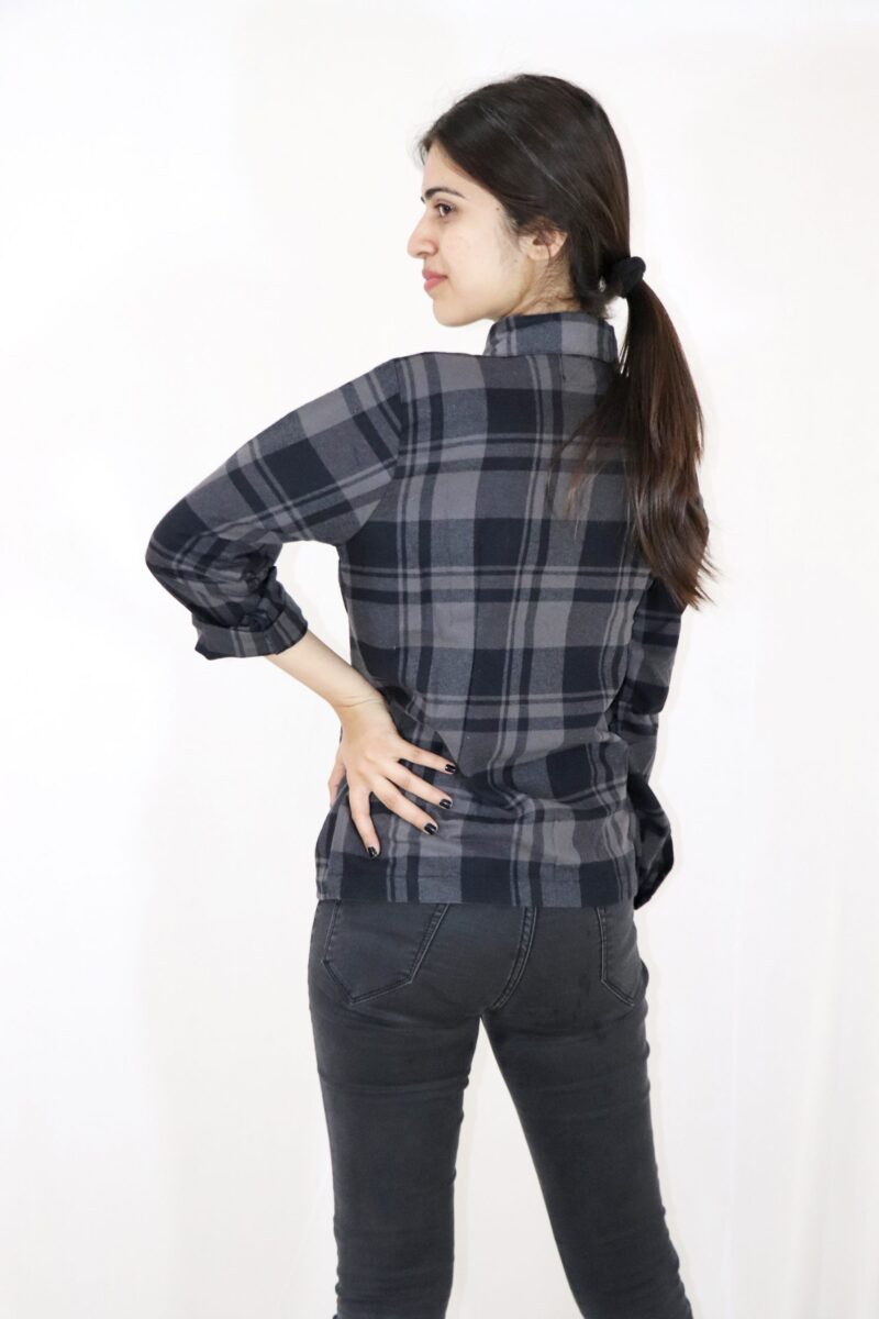 Boyfriend Shirt in Grey And Black Check - Image 3