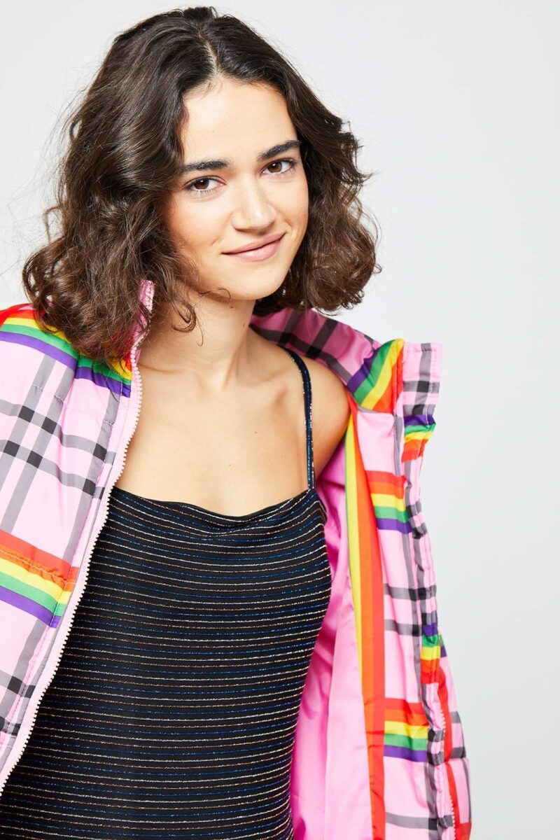 Rainbow Check Print Puffer Jacket - Image 3