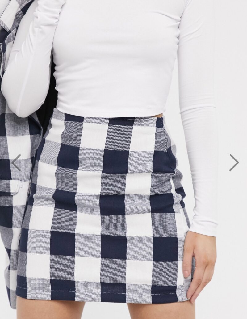 Mellony Navy & White Mini Check Skirt