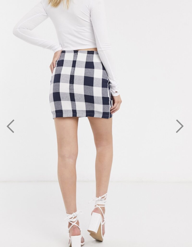 Mellony Navy & White Mini Check Skirt - Image 4