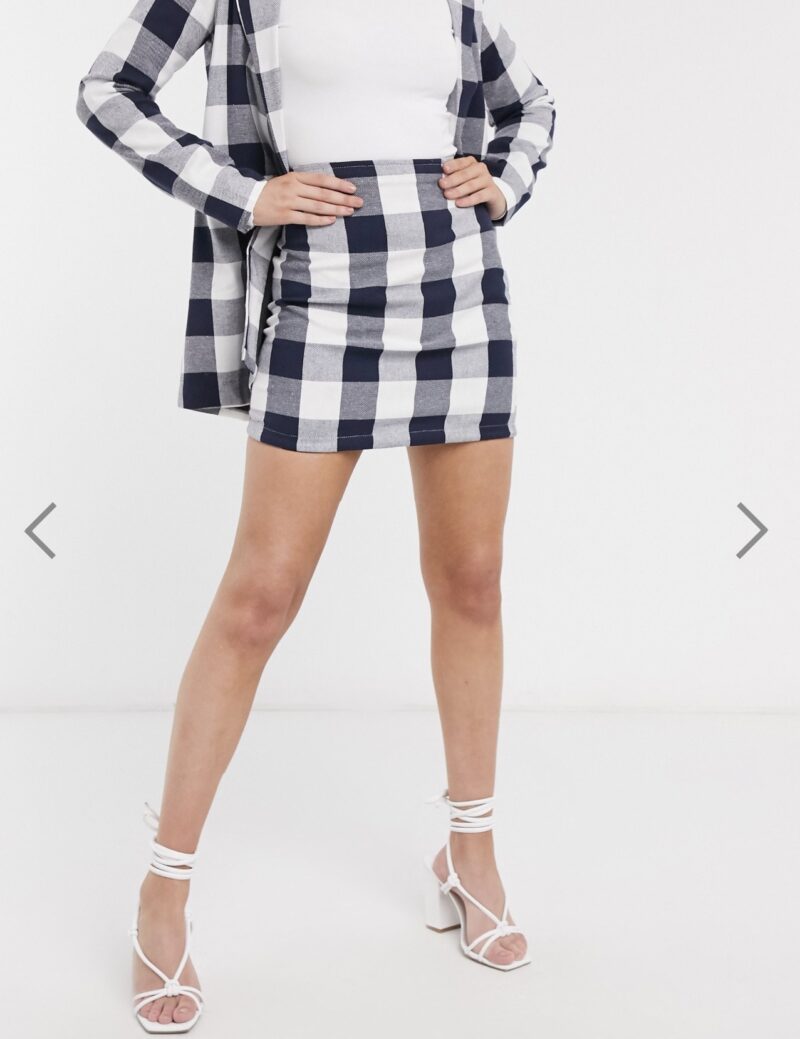 Mellony Navy & White Mini Check Skirt - Image 3