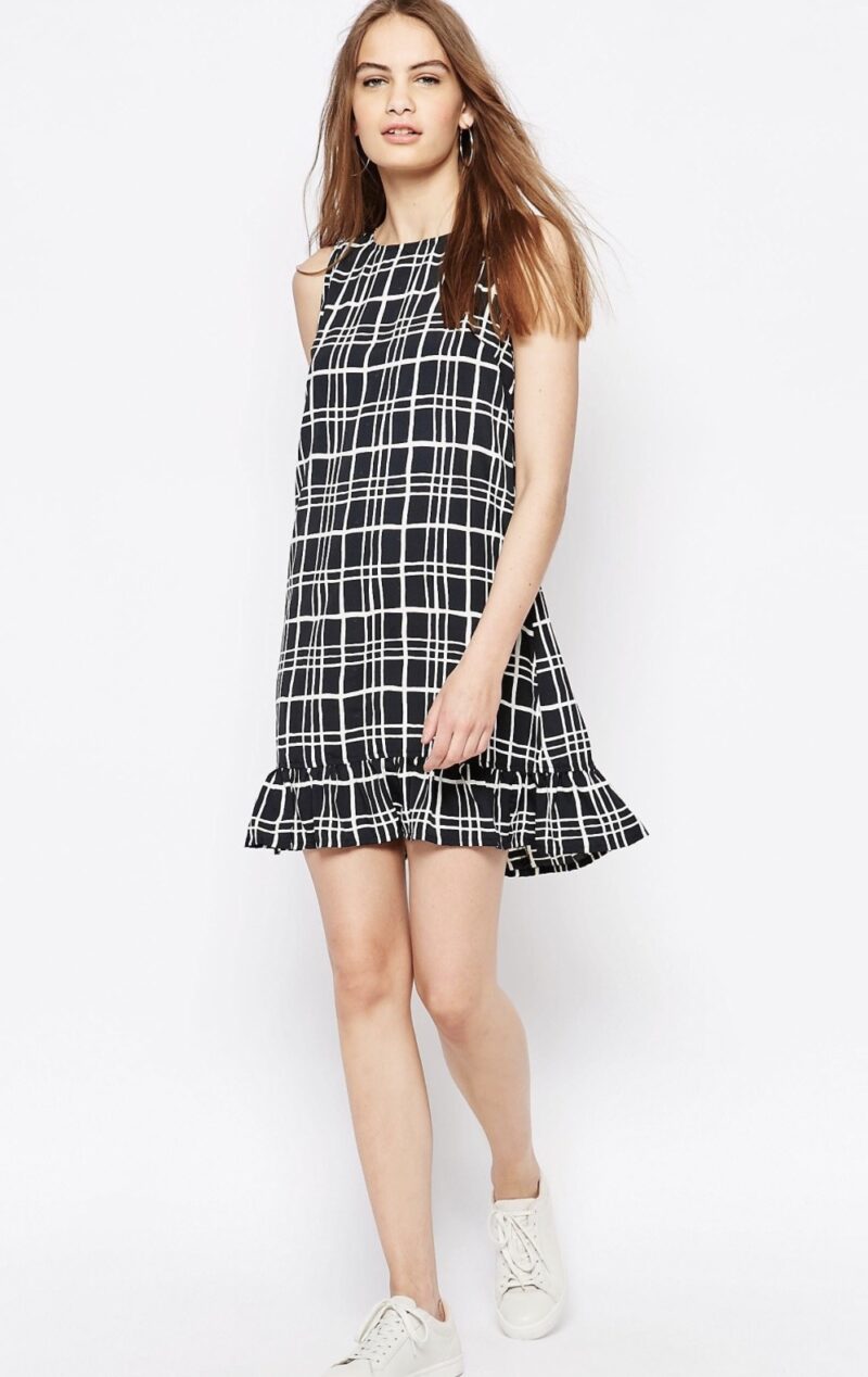 Black Grid Printed Dress - Image 2