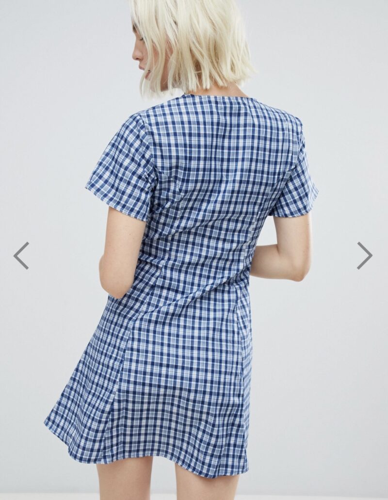 Pol Skater Dress in Blue Check - Image 3