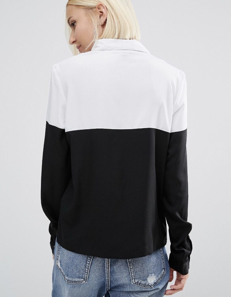 Classic Black N White Panelled Shirt - Image 4