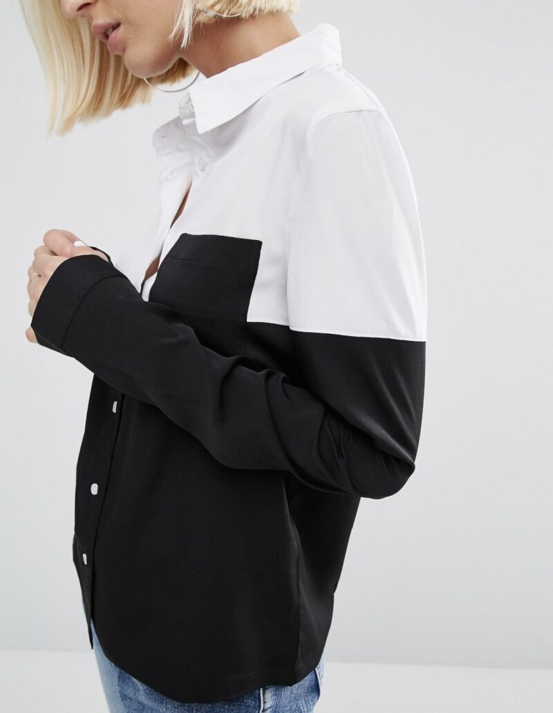 Classic Black N White Panelled Shirt - Image 2