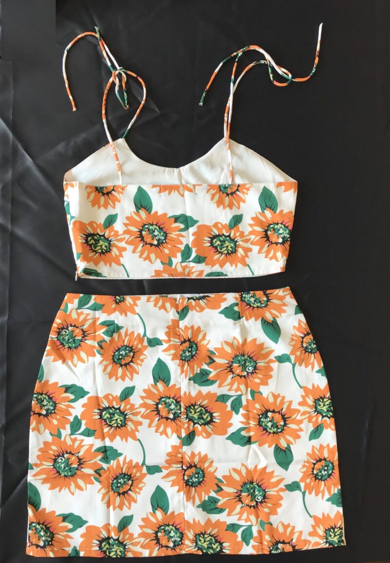 Annie Floral Cami Top & Thigh Slit Mini Skirt Set - Image 3