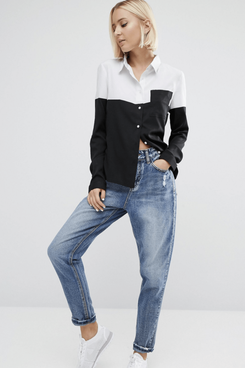 Classic Black N White Panelled Shirt - Image 3