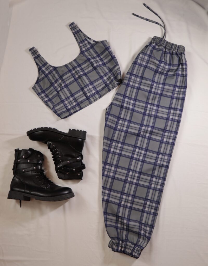 Lucy Check Crop Top & Jogger Set - Image 2
