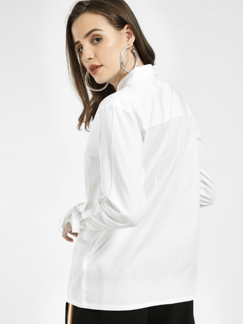 Katerina Not So Basic Tie up Sleeve White Shirt - Image 3