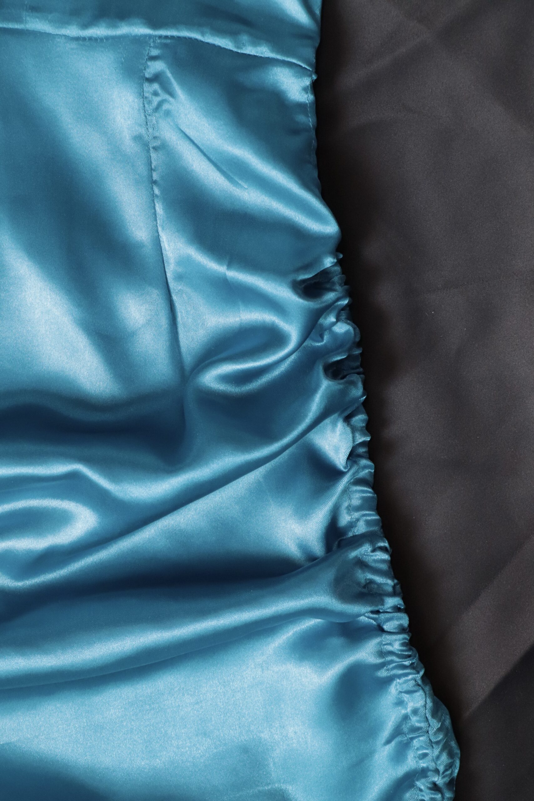 Lillian Sapphire Blue Satin Ruched Side ...