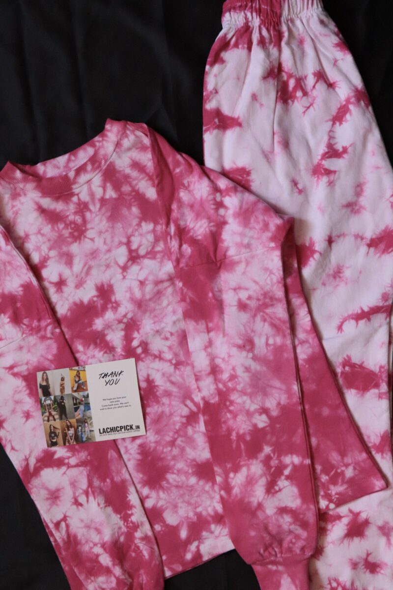 Polly Acid Wash Coord Set in Pink & Green - Image 3