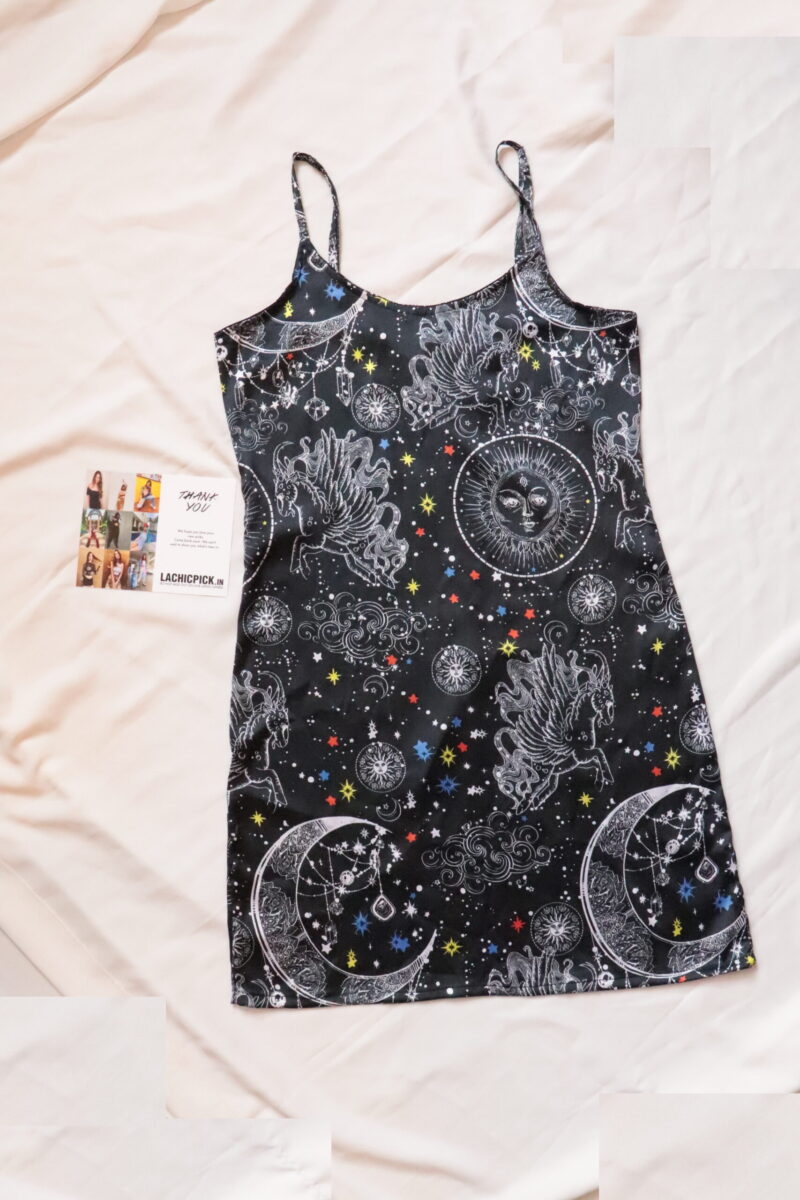 Mia Star Moon Print Satin Dress - Image 2
