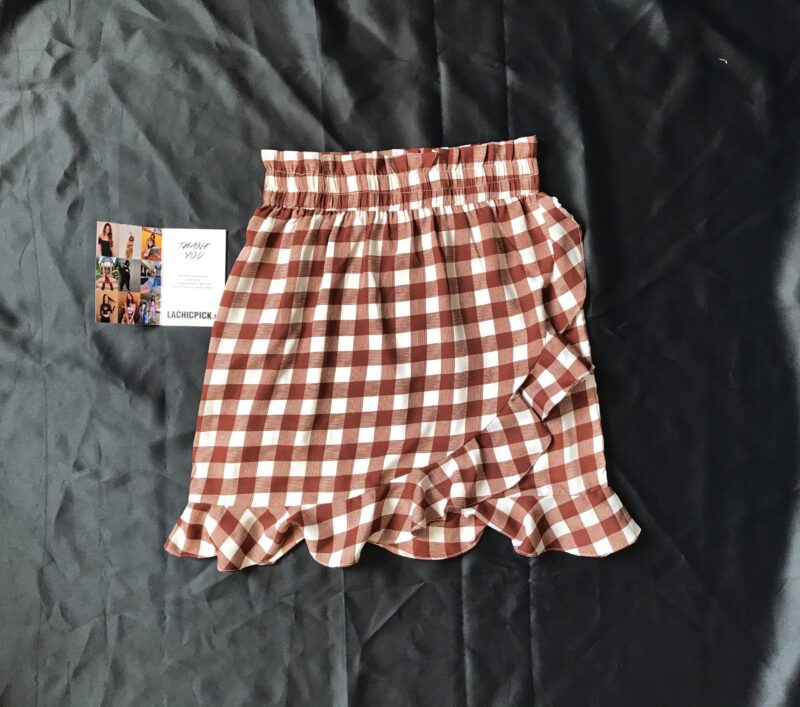 NIKI CHECK FRILL HEM WRAP MINI SKIRT - Image 2