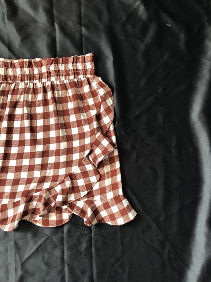 NIKI CHECK FRILL HEM WRAP MINI SKIRT - Image 3