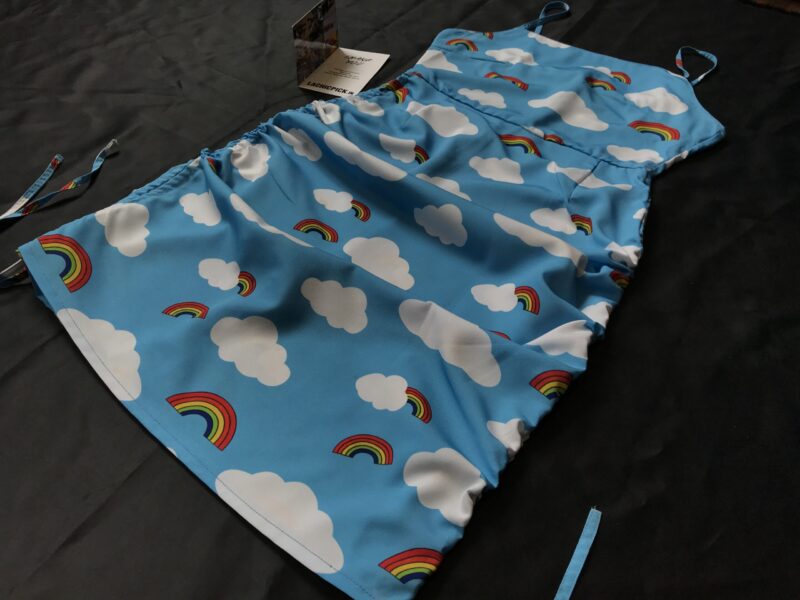 Ava Rainbow In Clouds Print Ruched Mini Dress - Image 3
