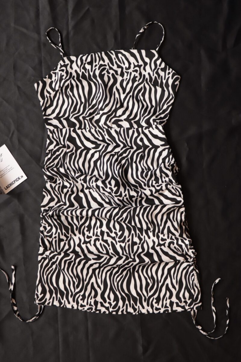 Polly Zebra Print Side Ruched Dress - Image 3