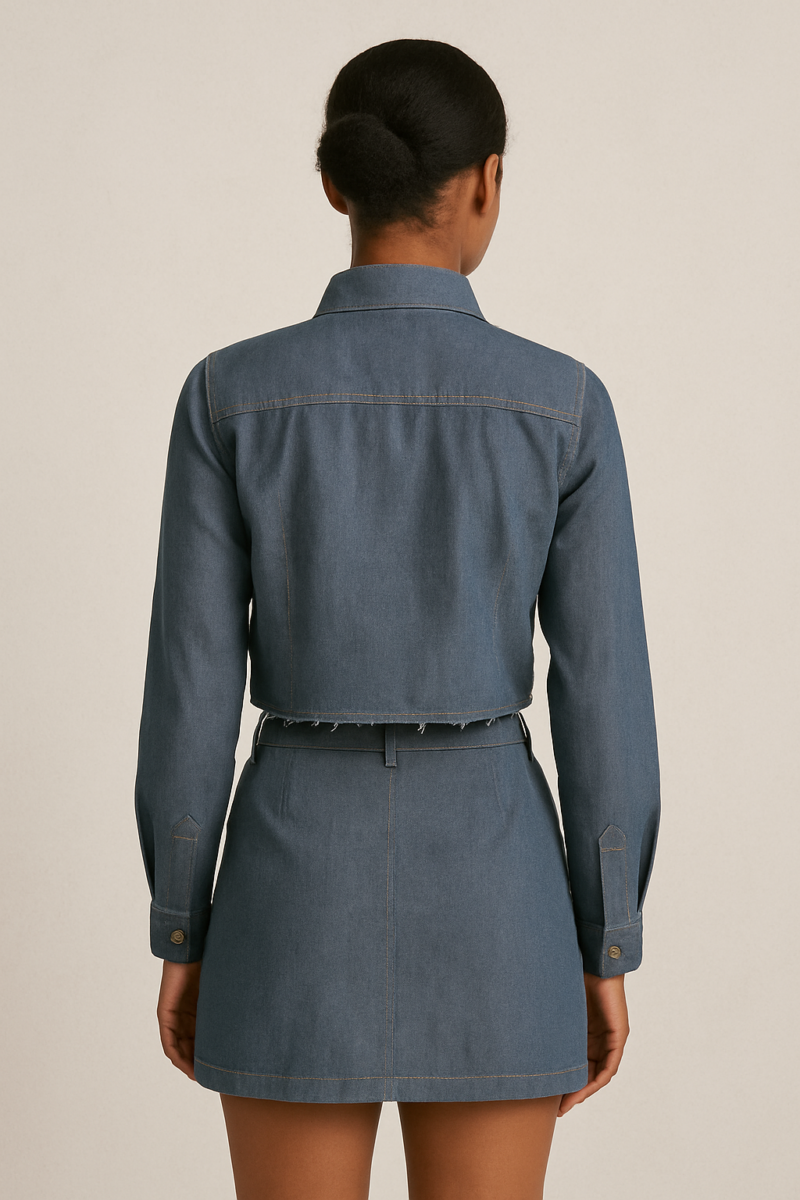 Yana Denim Shirt & Skirt Coord Set - Image 3