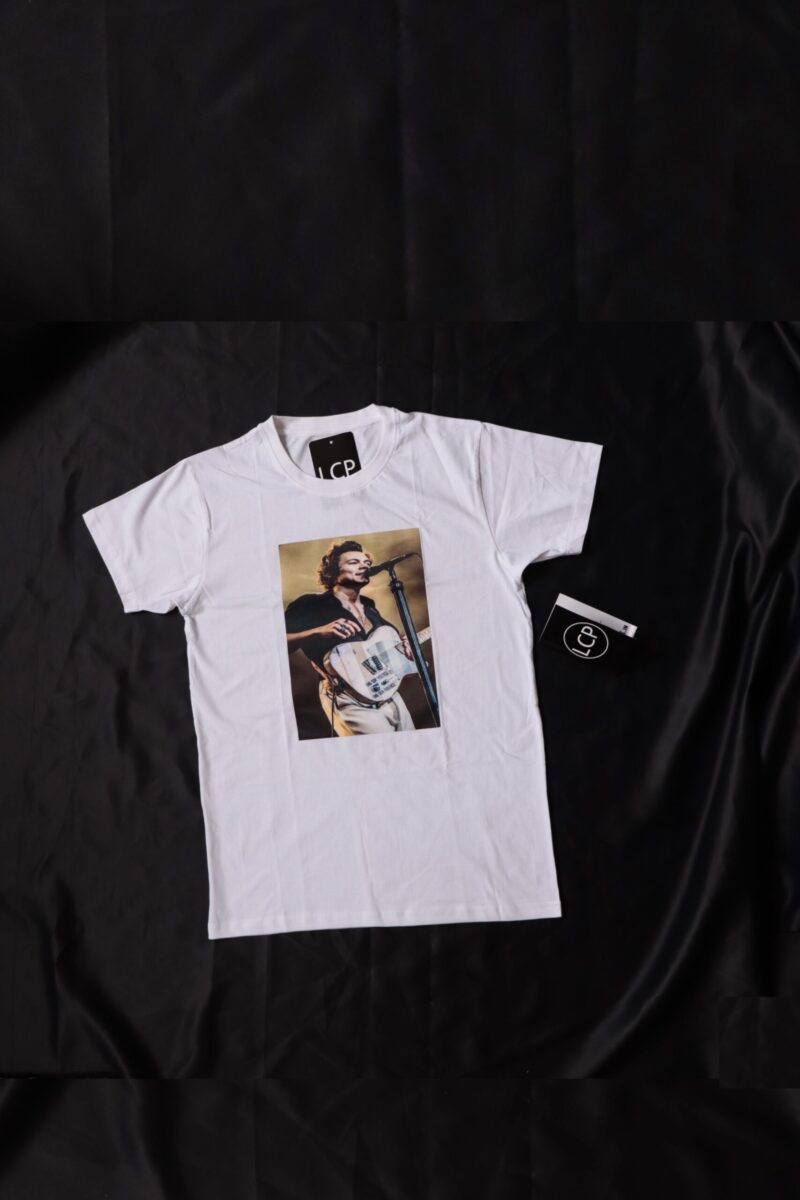 White Oversized T-Shirt in Harry Styles | Ariana Grande | Justin Bieber prints - Image 2