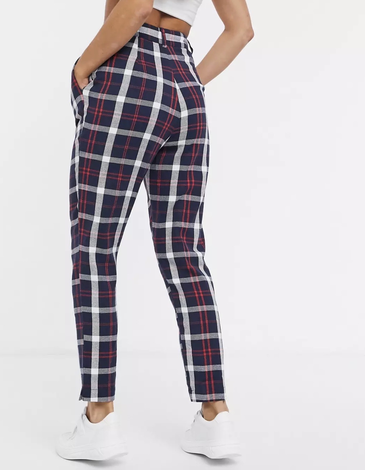 Selena Tailored Trousers in Navy and Red Check – LA CHIC PICK