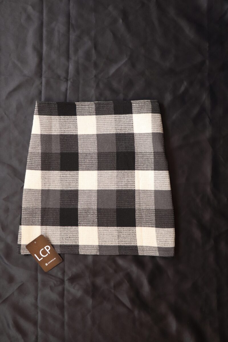 Ava Black & Cream Check Mini Skirt - Image 2