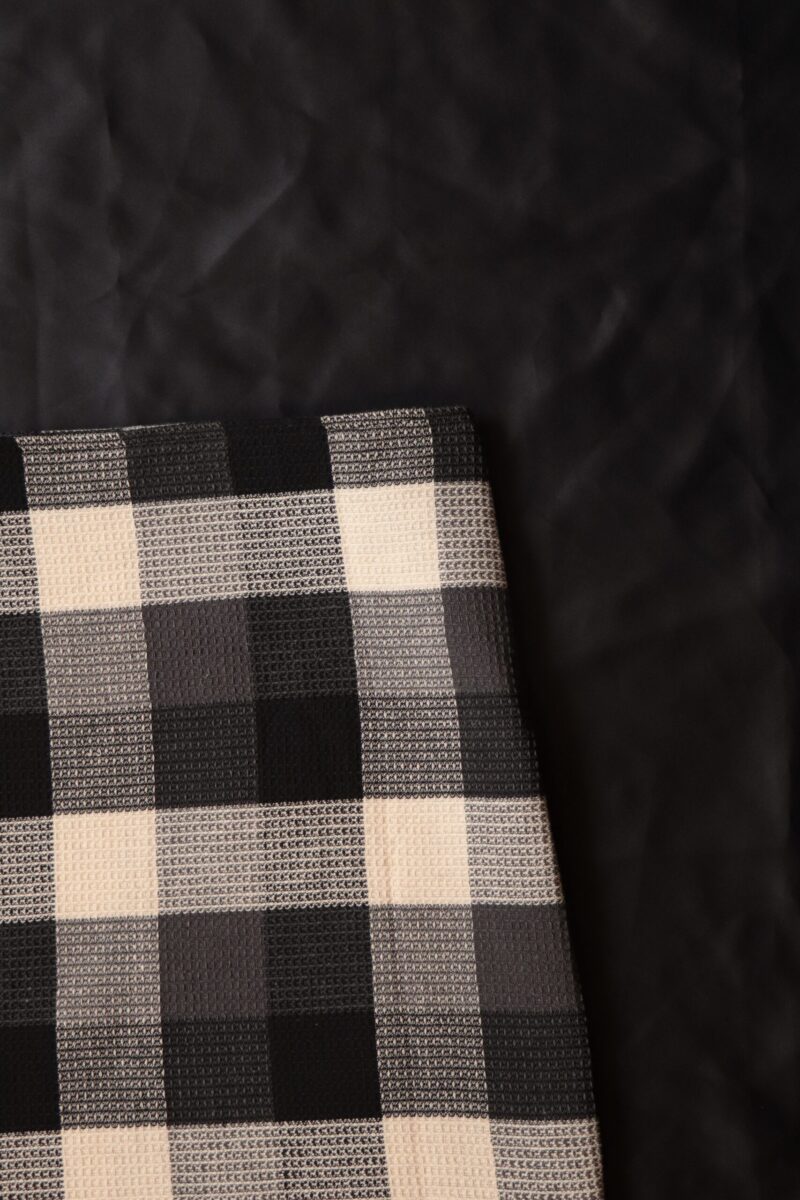 Ava Black & Cream Check Mini Skirt - Image 3