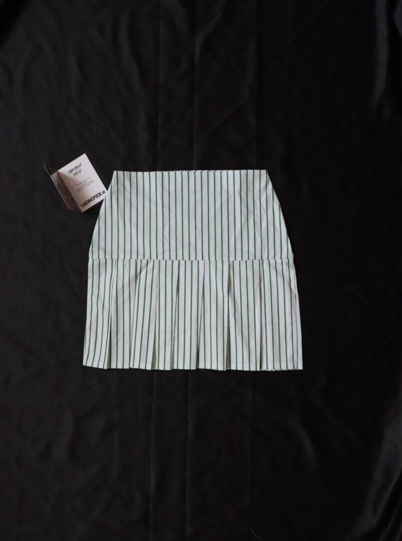 Nima Green Striped Pleated Tennis Skirt - Image 3