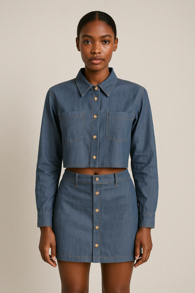 Yana Denim Shirt & Skirt Coord Set