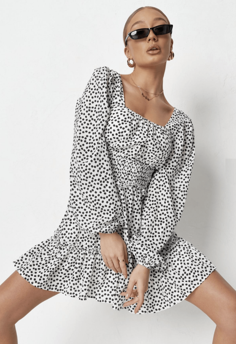 Simmy Black Floral Smock Dress - Image 3