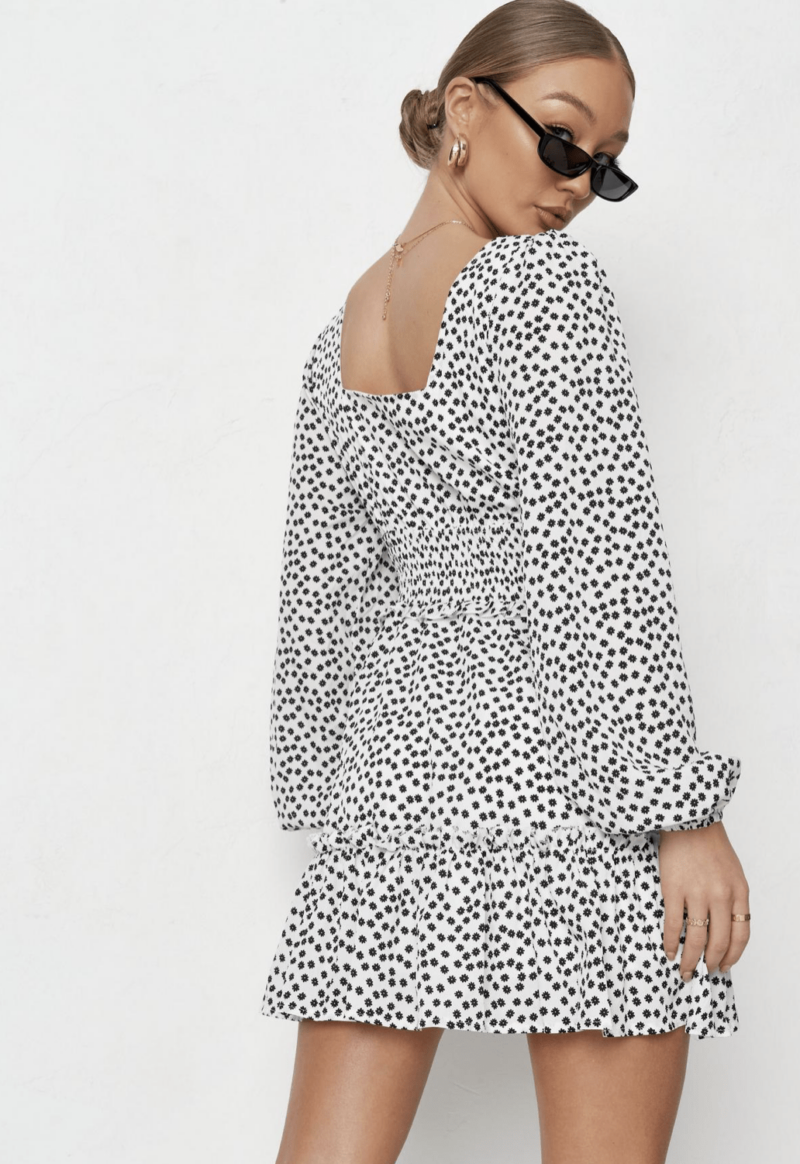 Simmy Black Floral Smock Dress - Image 4