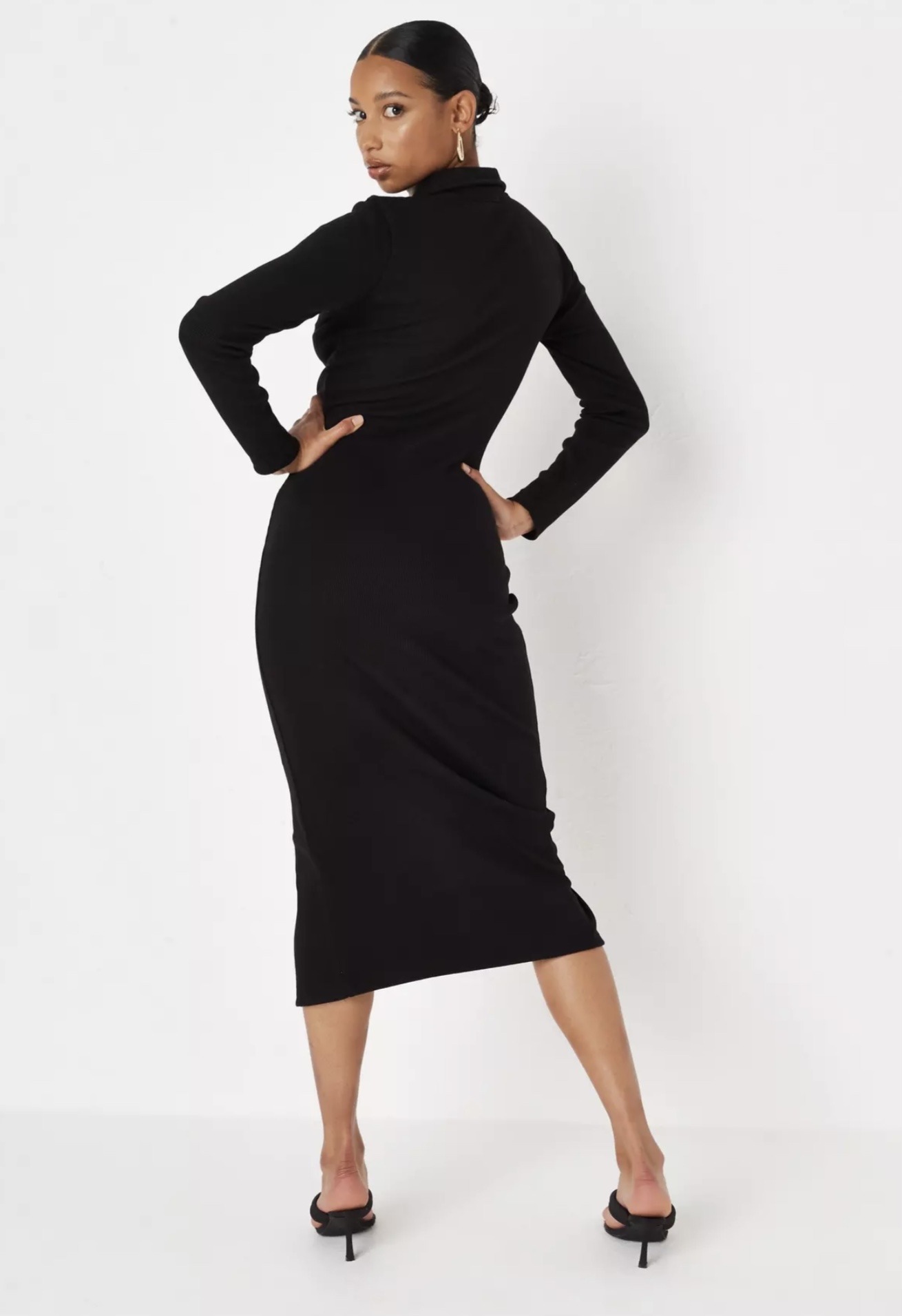 Lenny Black Rib Ruched Collared Midaxi Dress – LA CHIC PICK