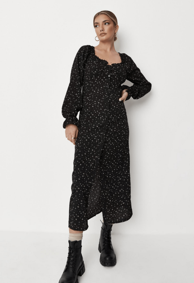 Amy Disty Floral Milkmaid Midi Dress - Image 4