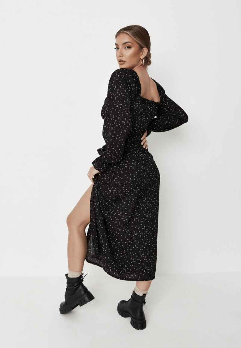 Amy Disty Floral Milkmaid Midi Dress - Image 3