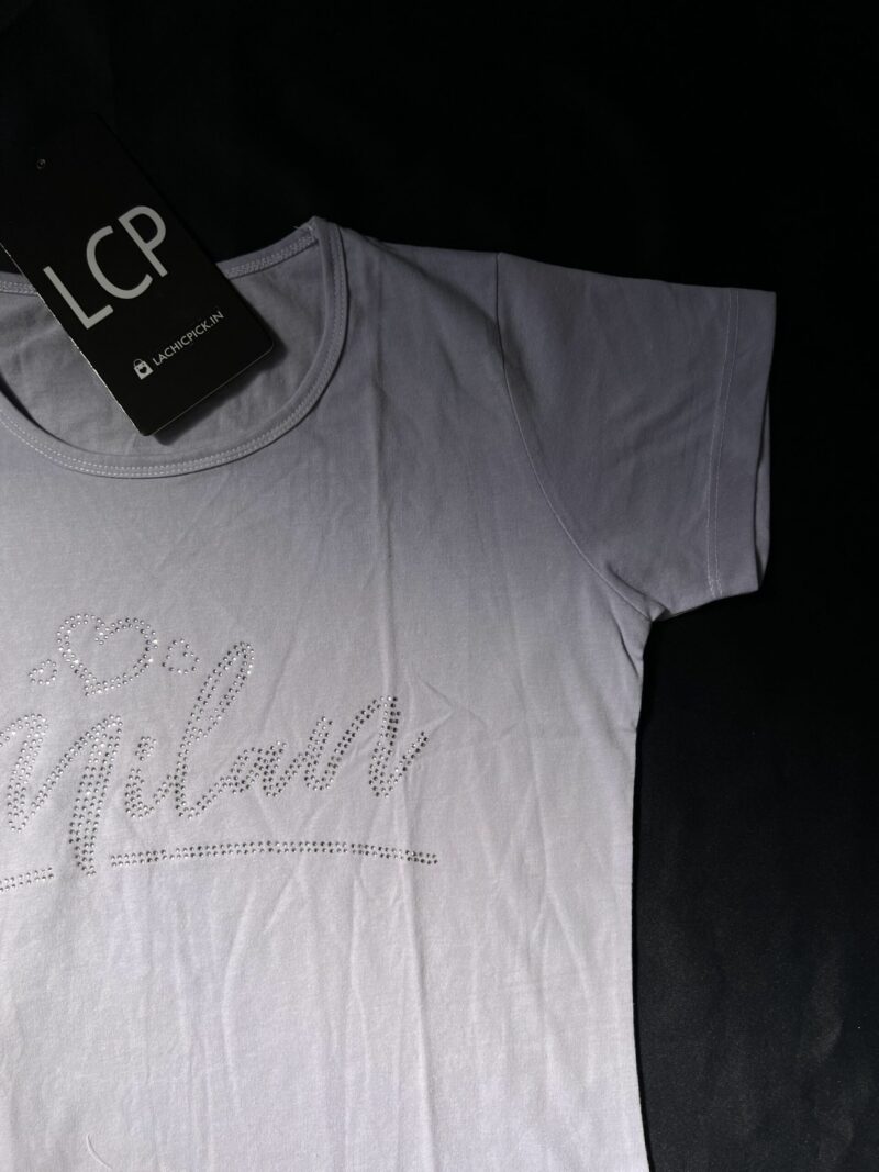 Milan Sequins Print Oversized Laveneder T Shirt - Image 3