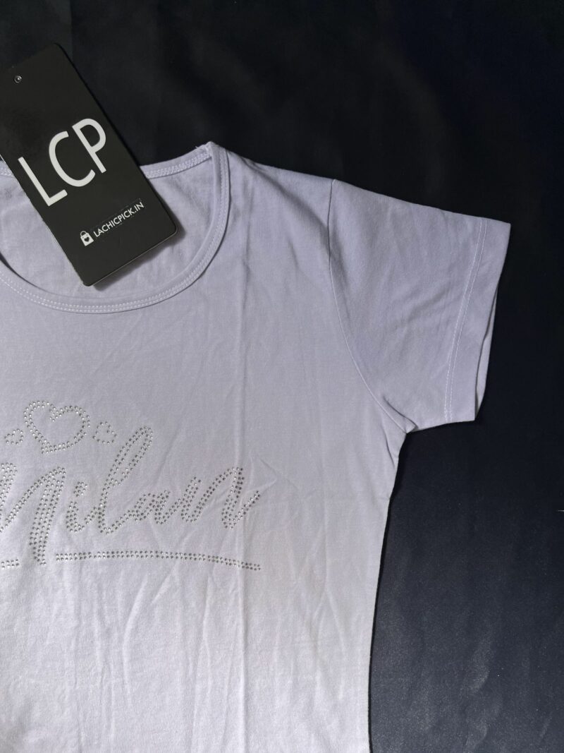 Milan Sequins Print Oversized Laveneder T Shirt - Image 2