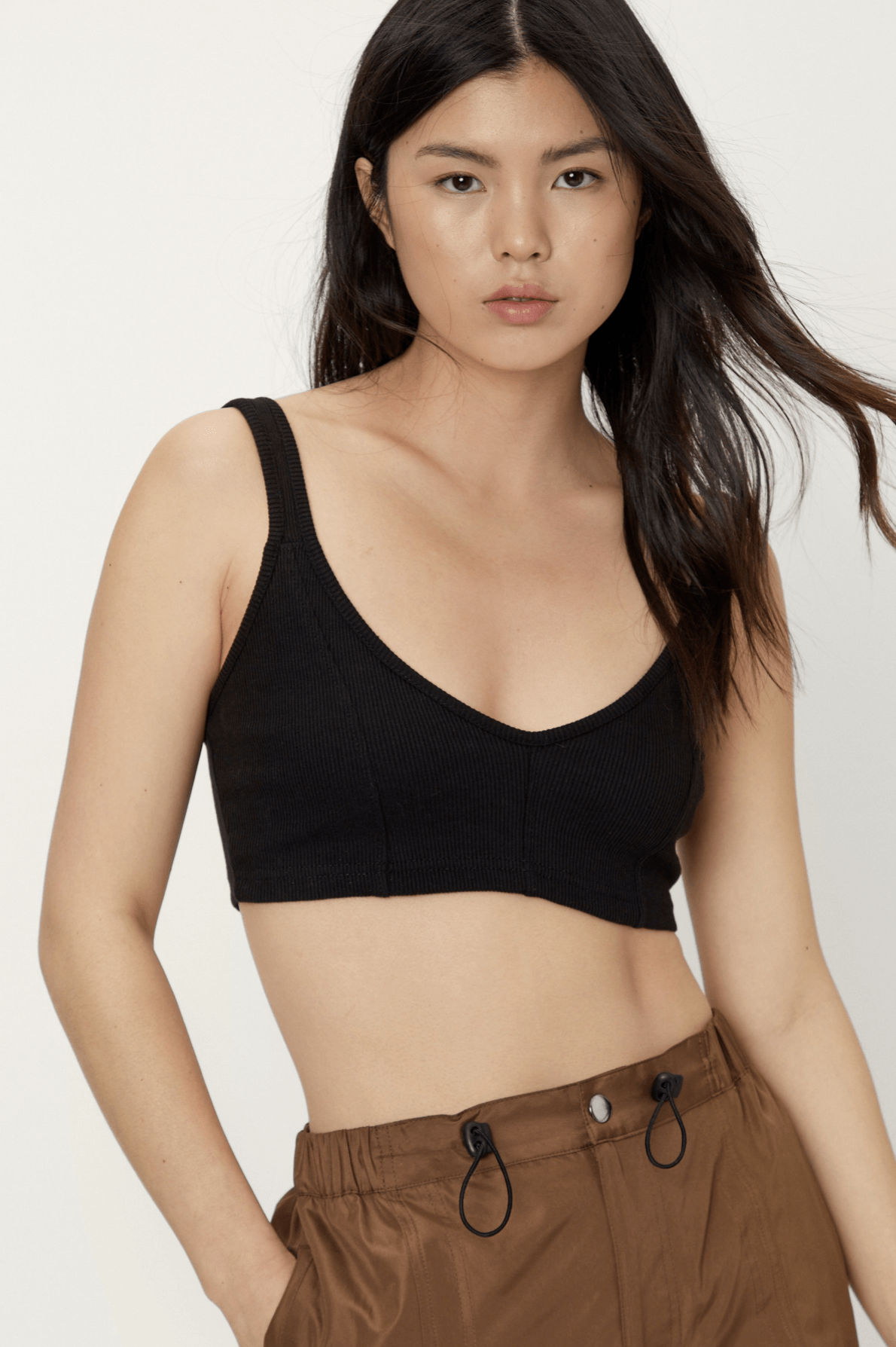 Buy MIXT by Nykaa Fashion Black V Neck Strappy Lace Crop Bralette