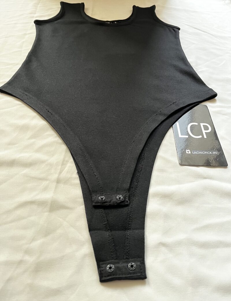 BLACK RIB SLEEVELESS BODYSUIT - Image 2