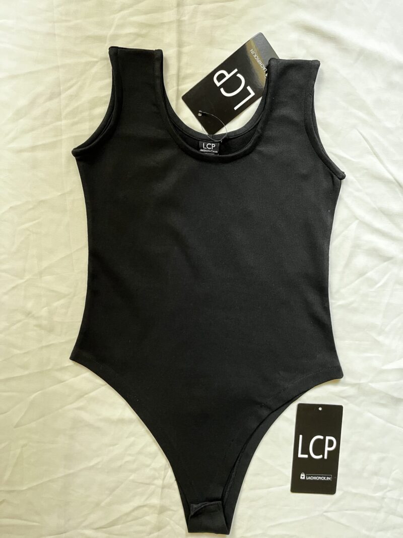 BLACK RIB SLEEVELESS BODYSUIT - Image 3