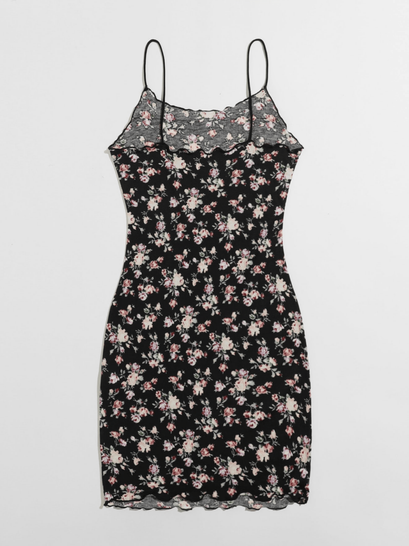 Black Lettuce Hem Floral Cami Dress - Image 2