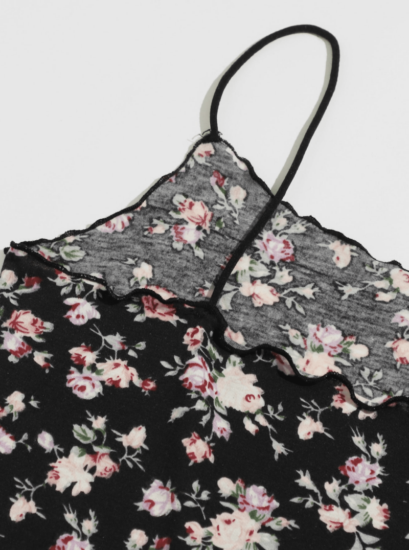 Black Lettuce Hem Floral Cami Dress - Image 4