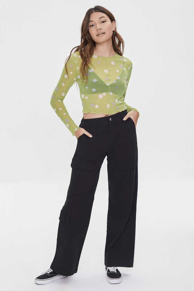 Green Floral Mesh Top - Image 5
