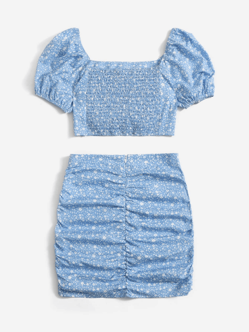 Blue Ditsy Floral Coord Set - Image 2