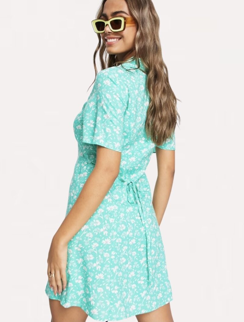 Green Floral Collared Dress - Image 3