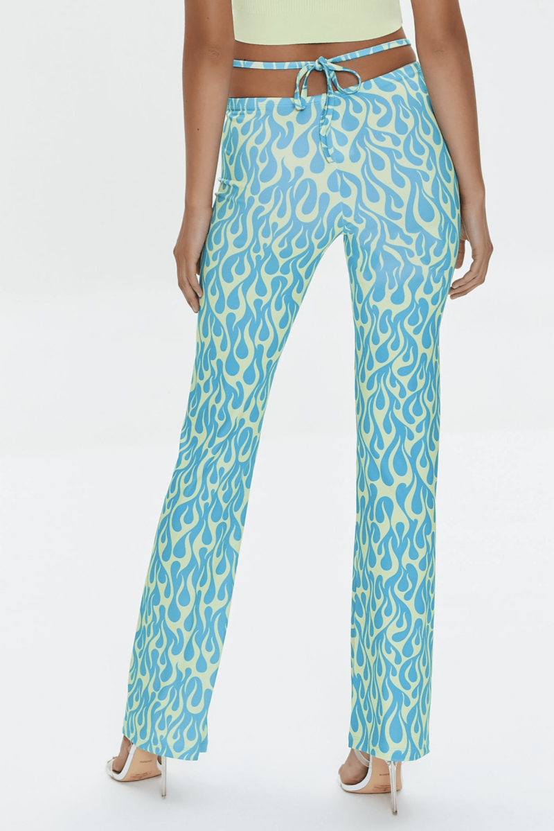 Light Blue Fire Print Tie Pants - Image 5