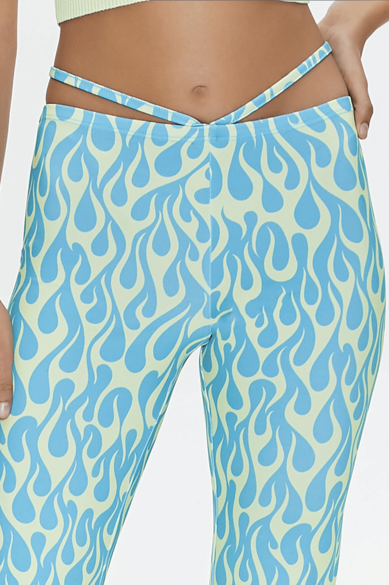 Light Blue Fire Print Tie Pants - Image 4