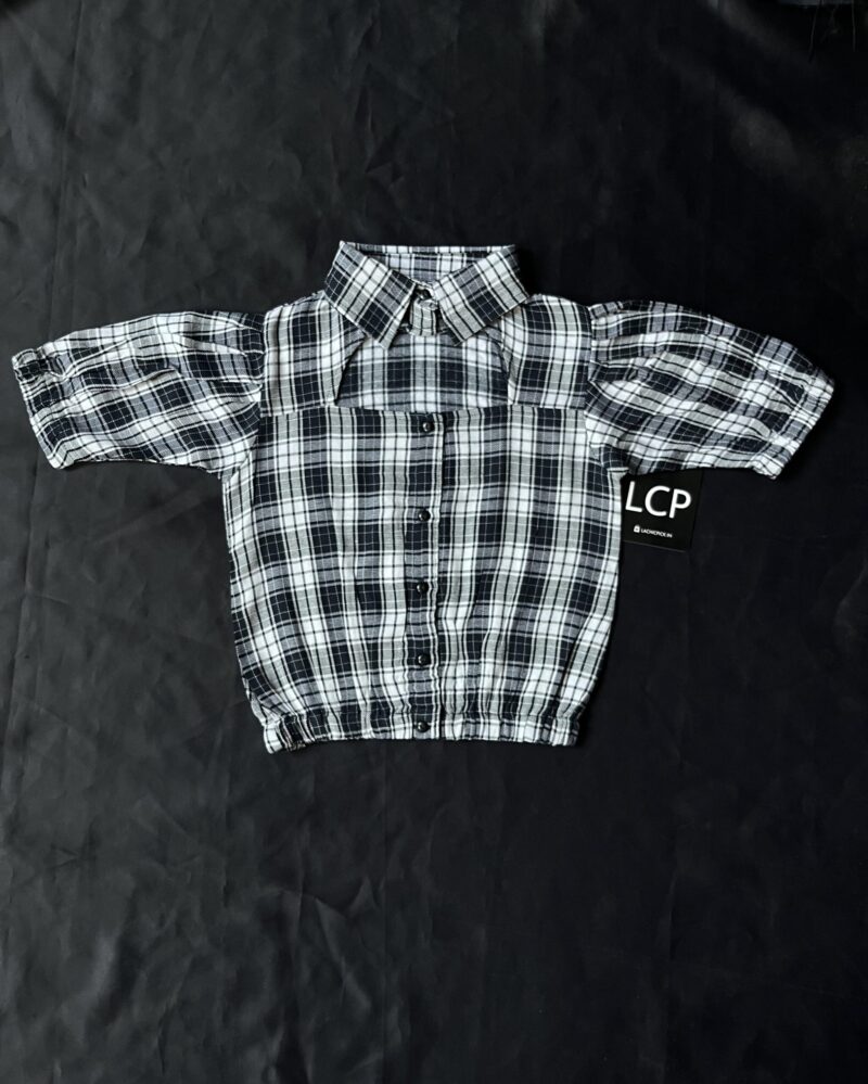 Black And White Check Cutout Shirt Top - Image 4